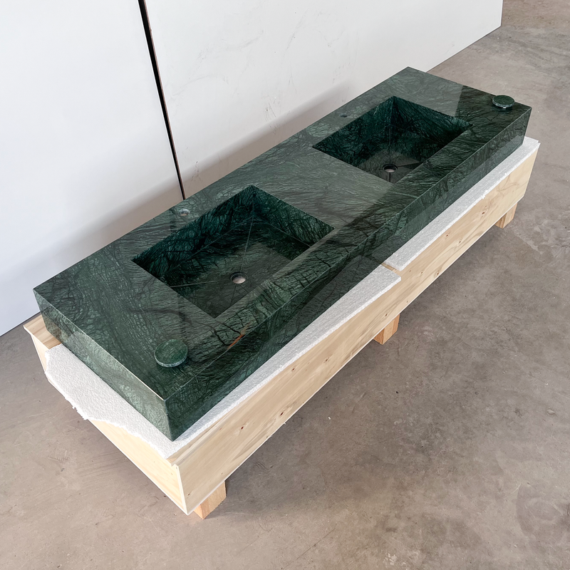 Verde Guatemala Handcrafted Marble Sink - Custom Bathroom Design