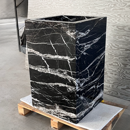 HANDCRAFTED CUSTOM PEDESTAL ALEXANDRA BLACK MARBLE SINK (NS-151)