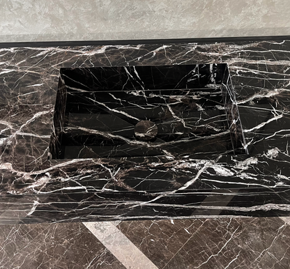 HANDCRAFTED CUSTOM ALEXANDRA BLACK MARBLE SINK (NS-111)