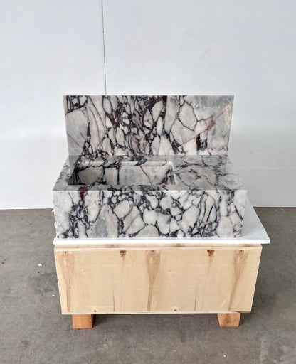 HANDCRAFTED CUSTOM CALACATTA VIOLA MARBLE SINK (NS-081)