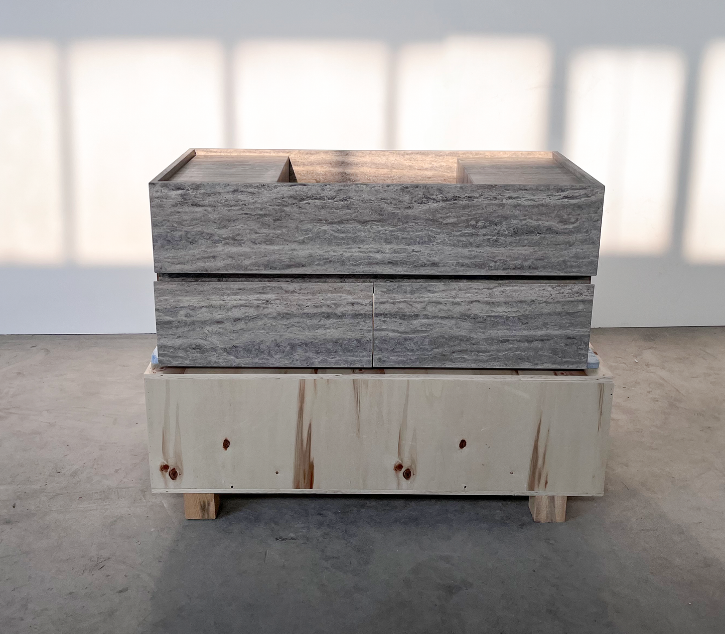 HANDCRAFTED CUSTOM SILVER TRAVERTINE SINK (TR-200)