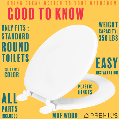 PREMIUS Wood Toilet Seat, Standard Round, 17 Inches