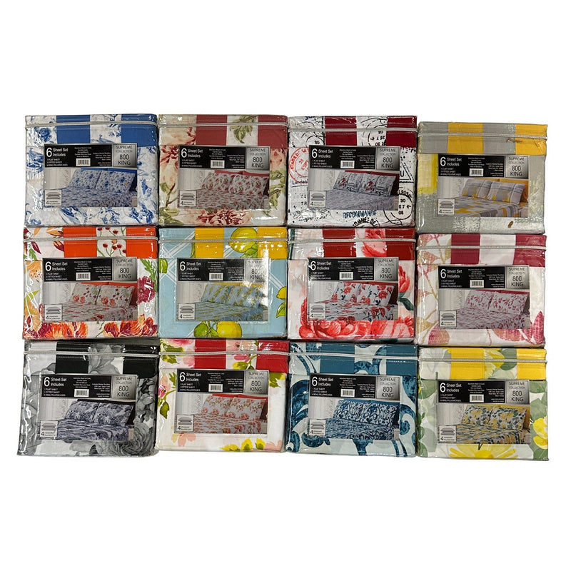 PREMIUS Supreme Collection Wrinkle-Free Microfiber Sheet Set, Assorted Prints