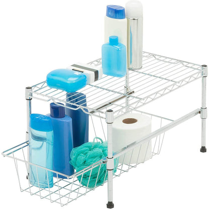 Honey-Can-Do Under Cabinet Organizer with Drawer, Chrome, 17.72x11.8x10.24 Inches