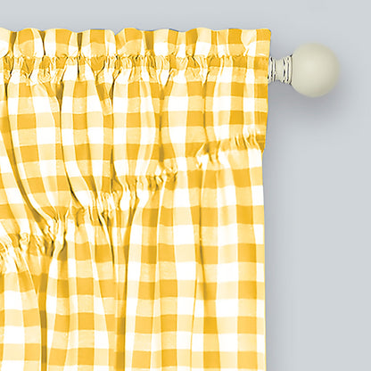 Buffalo Check Gathered Swag Window Curtain Pair, 72x63 Inches