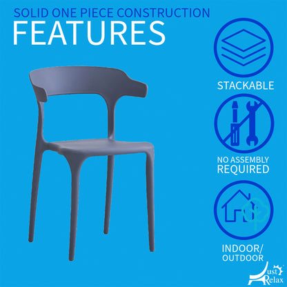 Just Relax Jasper Poolside Plastic Stacking Dining Chairs, Indoor-Outdoor, 4-Pack