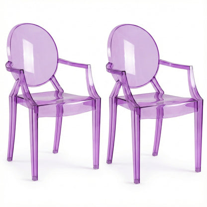 JOON 2 Pack Kids Ghost Chairs with Armrest, 25x13x14.5 Inches, Transparent