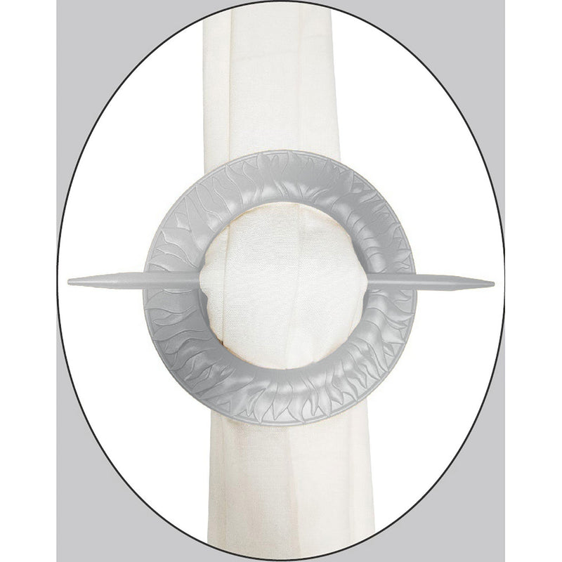 PREMIUS Sun Round Decorative One Pair Curtain Tie Back, Silver, 6.5x6.5 Inches