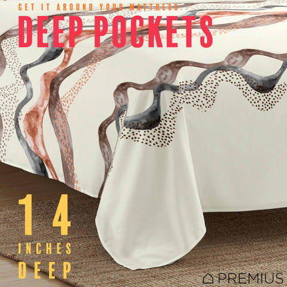 PREMIUS Zoey Soft Wrinkle-Free Microfiber Sheet Set, Beige