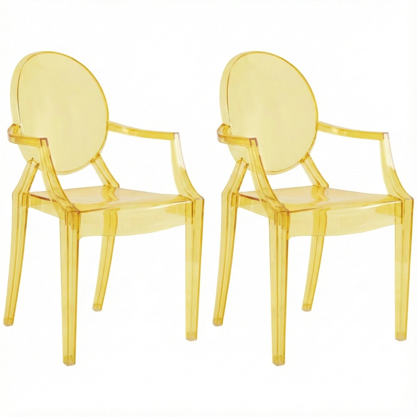 JOON 2 Pack Kids Ghost Chairs with Armrest, 25x13x14.5 Inches, Transparent