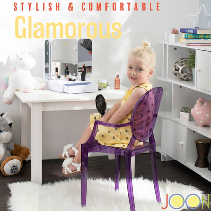 JOON 2 Pack Kids Ghost Chairs with Armrest, 25x13x14.5 Inches, Transparent