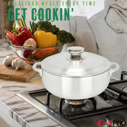 Chef Pro Commercial Grade Aluminum Caldero Stock Pot, Silver, 3.8 Quarts