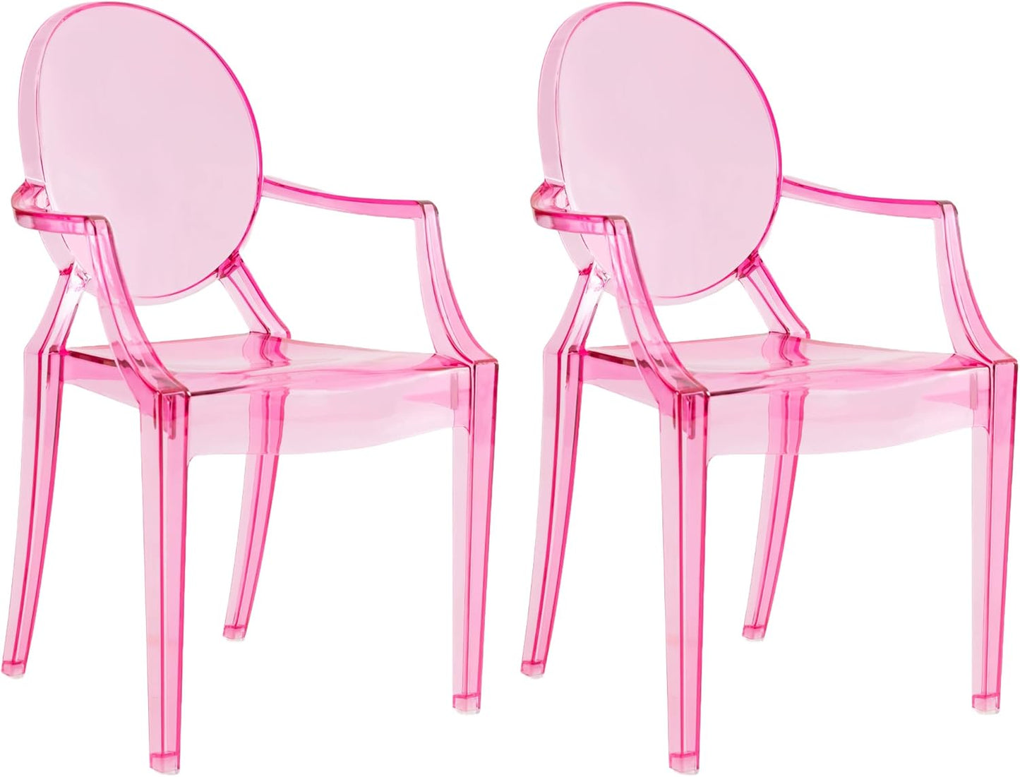 JOON 2 Pack Kids Ghost Chairs with Armrest, 25x13x14.5 Inches, Transparent