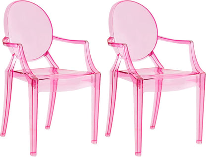 JOON 2 Pack Kids Ghost Chairs with Armrest, 25x13x14.5 Inches, Transparent