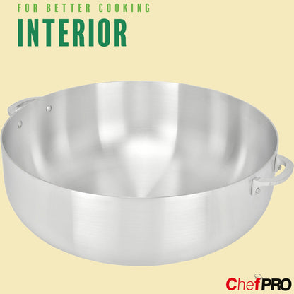Chef Pro Commercial Grade Aluminum Caldero Stock Pot, Silver, 13.3 Quarts