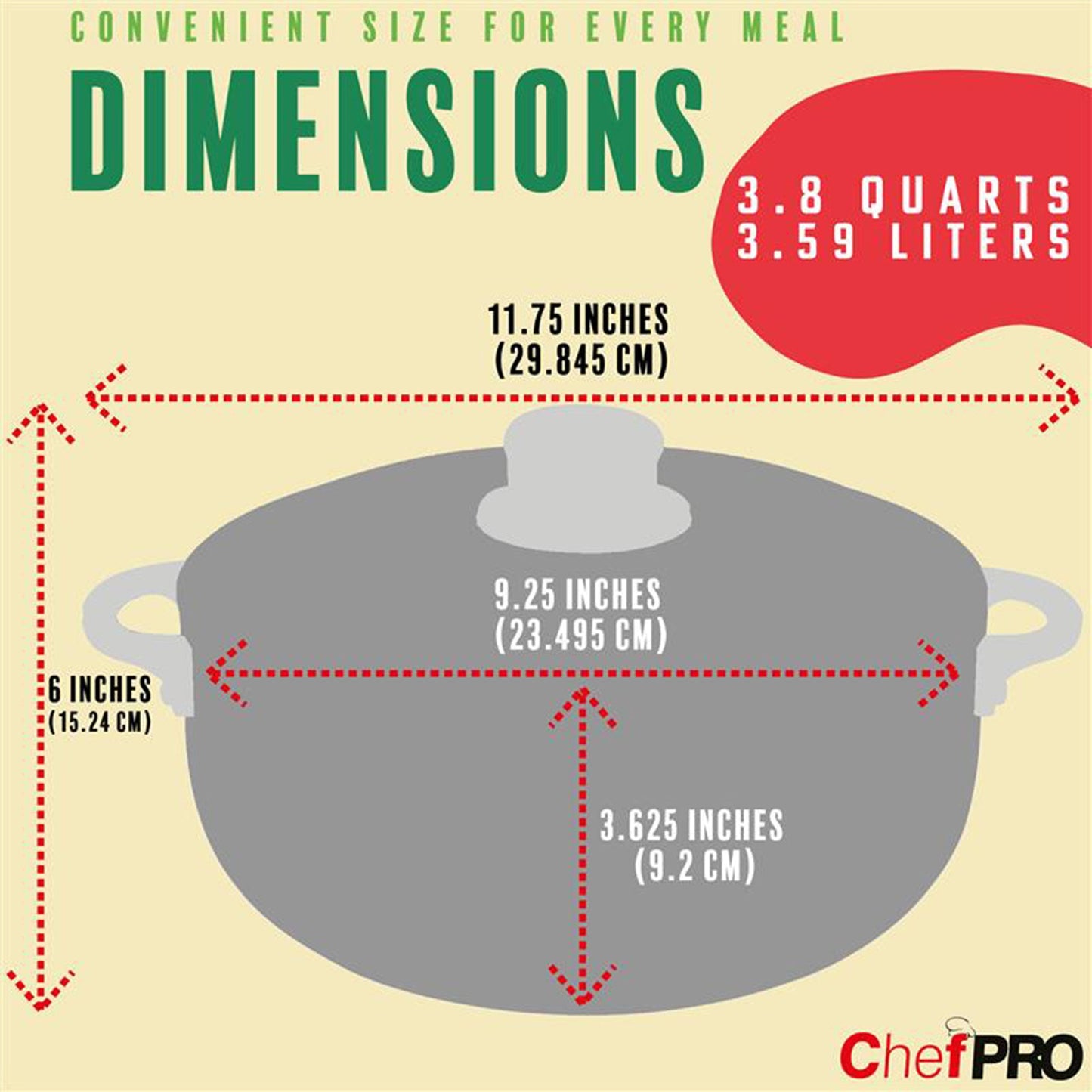 Chef Pro Commercial Grade Aluminum Caldero Stock Pot, Silver, 3.8 Quarts
