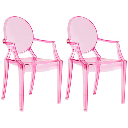 JOON 2 Pack Kids Ghost Chairs with Armrest, 25x13x14.5 Inches, Transparent
