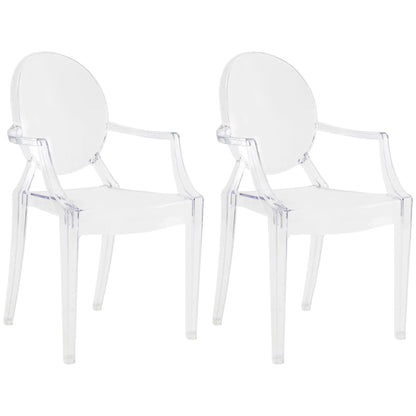JOON 2 Pack Kids Ghost Chairs with Armrest, 25x13x14.5 Inches, Transparent