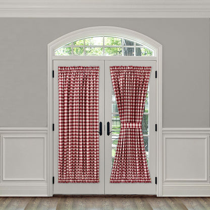 Buffalo Check Gingham French Door Panel With Tieback
