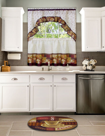 Achim Home Furnishings Coffee Tier And Swag Kitchen Curtain Set, 57 By 36-Inch, Brown