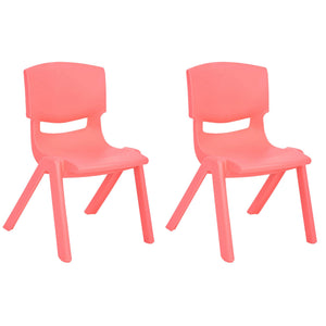 JOON Stackable Plastic Kids Learning Chairs, Coral, 20.5x12.75X11 Inches, 2-Pack