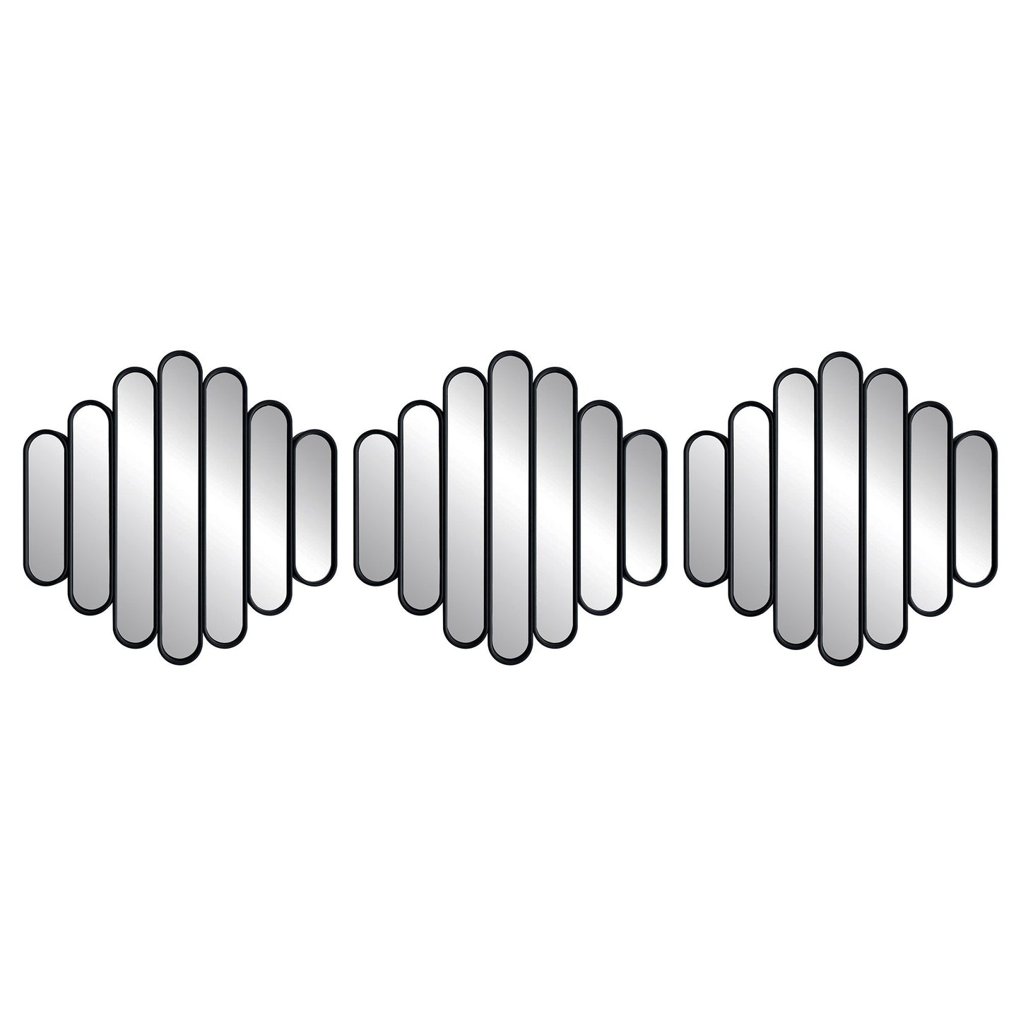 Gatsby Sonic Wave 3-Piece Plastic Wall Decor Mirror Set, 10 Inches, 30 Inches Total