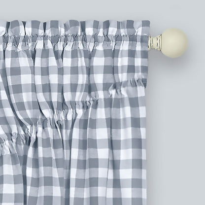 Buffalo Check Gathered Swag Window Curtain Pair, 72x63 Inches