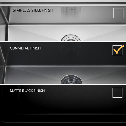 32" Workstation Single Bowl Gunmetal Matte Black Undermount / Drop-In Kitchen Sink With Accessories PVD Nano Tech Coating ENZO ZW-B329
