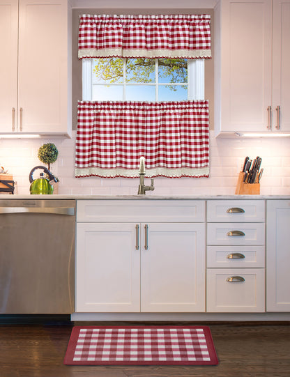 Buffalo Check Decorative Anti-Fatigue Mat, Burgundy-White, 18x30 Inches