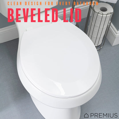 PREMIUS Beveled Plastic Toilet Seat, Standard Round, 17 Inches