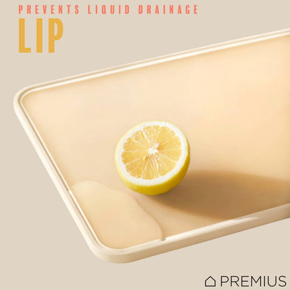 PREMIUS Reversible Non-Slip Cutting Board with Grater, Orange-Cream, Medium, 9.44x14.3 Inches