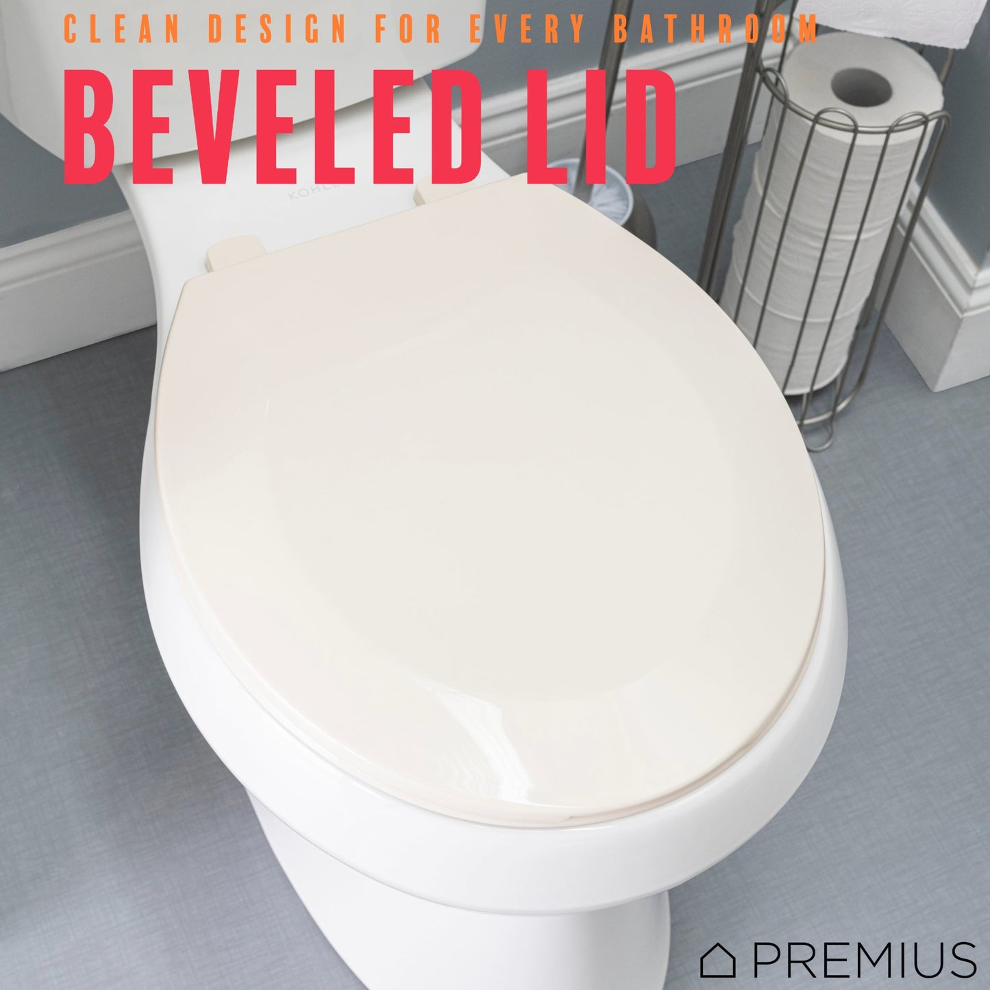 PREMIUS Beveled Plastic Toilet Seat, Standard Round, 17 Inches