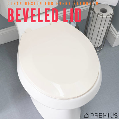 PREMIUS Beveled Plastic Toilet Seat, Standard Round, 17 Inches