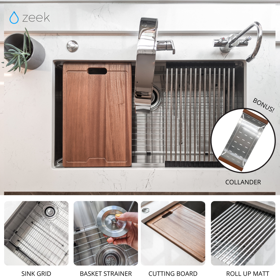 32" Undermount / Drop-In Single Bowl Workstation Kitchen Sink ZH-LD32