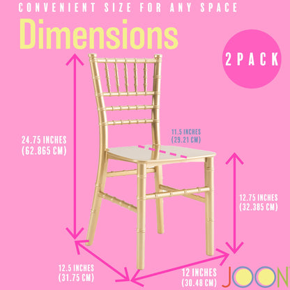 JOON 2 Pack Kids Tiffany Chiavari Chairs, 25x13x14.5 Inches