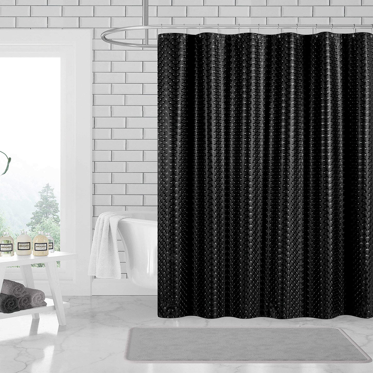 3D PEVA Sqaure Grommet Shower Liner With Magnetic Weighted Bottom, 70x72 Inches