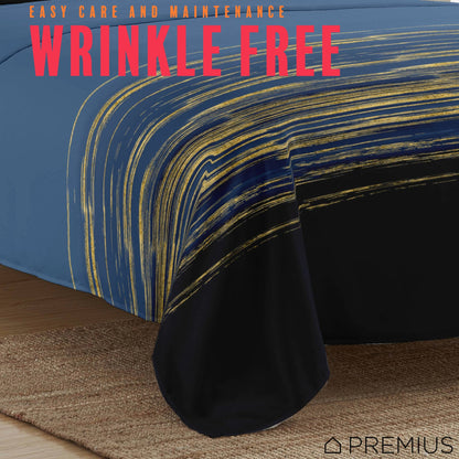 PREMIUS Leo Soft Wrinkle-Free Microfiber Sheet Set, Navy-Gold