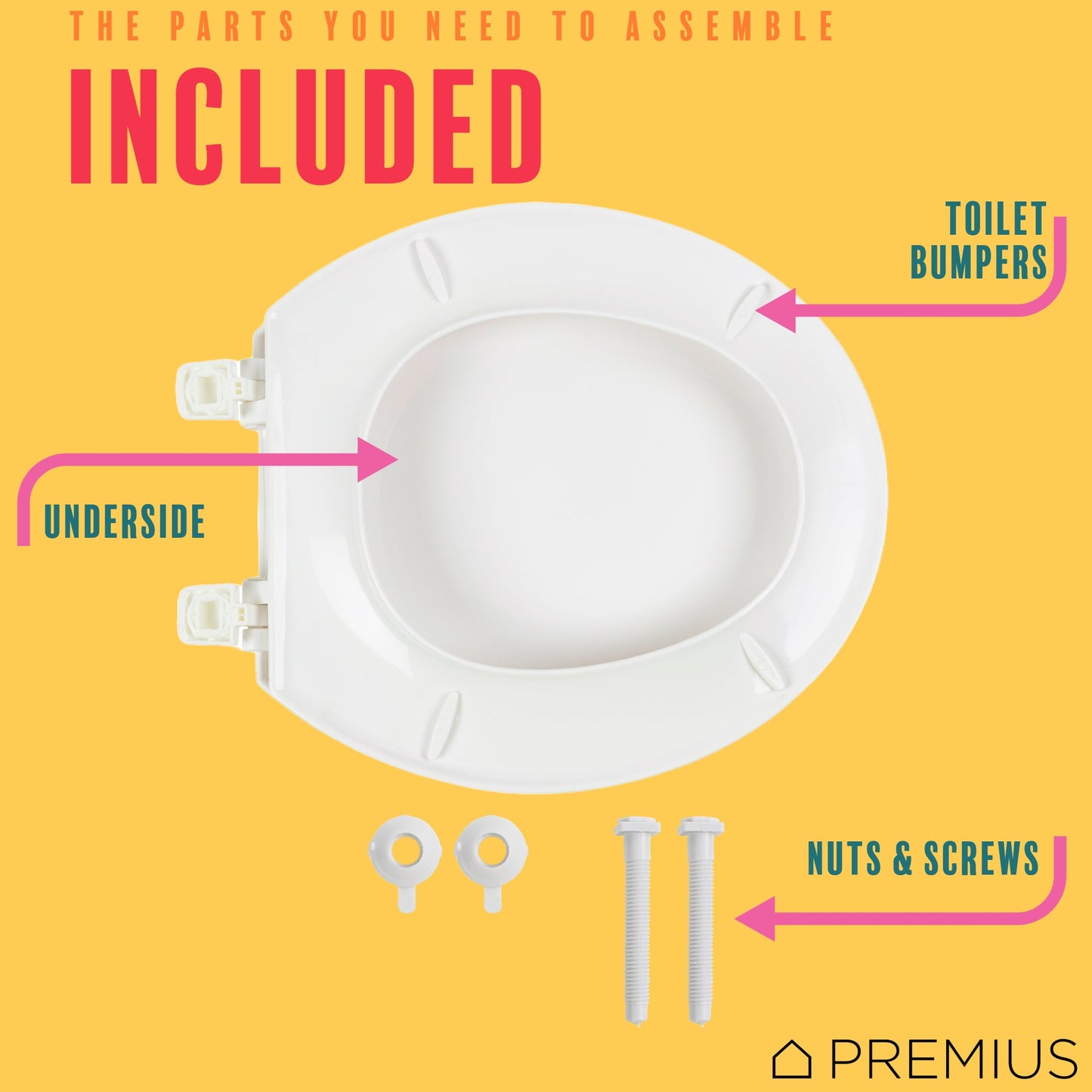 PREMIUS Beveled Plastic Toilet Seat, Standard Round, 17 Inches