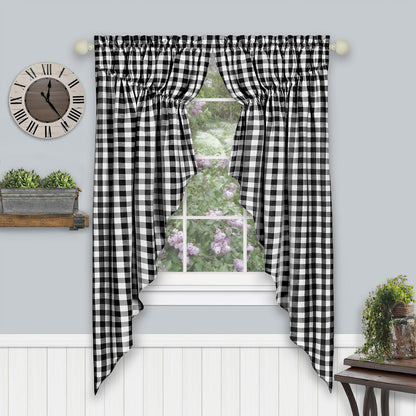 Buffalo Check Gathered Swag Window Curtain Pair, 72x63 Inches