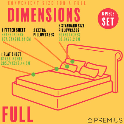 PREMIUS Butterfly Soft Wrinkle-Free Microfiber Sheet Set, White-Multi
