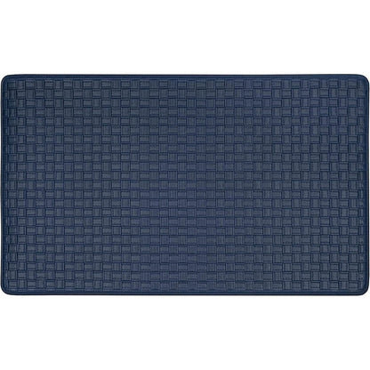 Achim Woven-Embossed Faux-Leather Anti-Fatigue Mat, Navy, 18x30 Inches