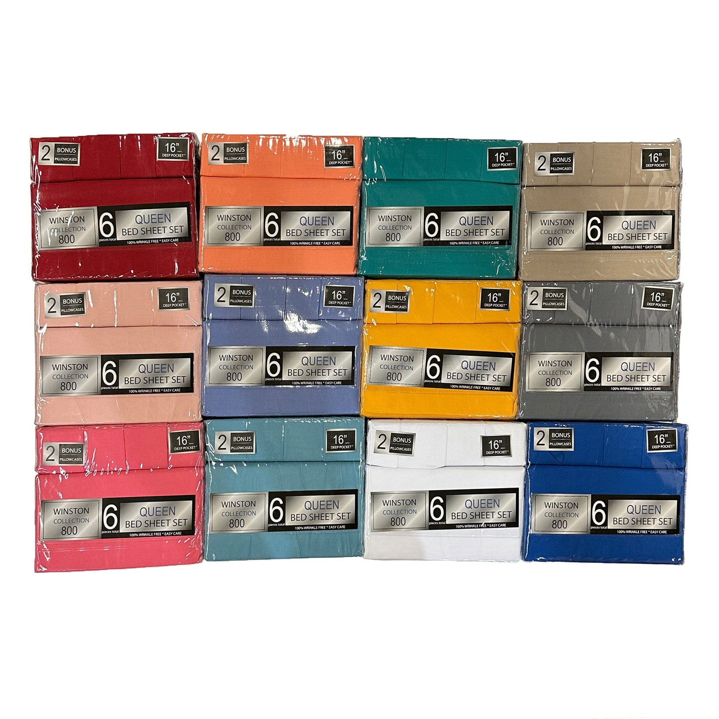 PREMIUS Winston Collection Wrinkle-Free Microfiber Sheet Set, Assorted Solid Colors