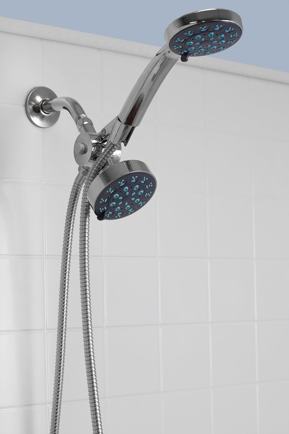 Home Basics Pure Paradise 3 Function Fixed and Handheld Dual Shower Head, Chrome