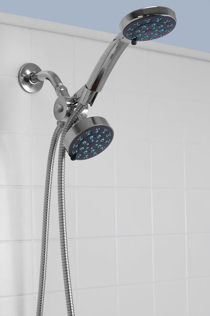 Home Basics Pure Paradise 3 Function Fixed and Handheld Dual Shower Head, Chrome