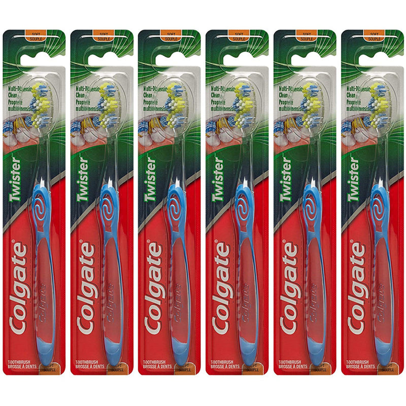 Colgate Twister Manual Toothbrush, Soft, Pack of 6 (Pack of 6)