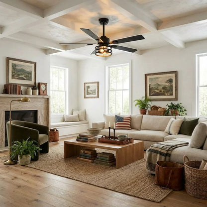 Vaczon 52 Inch 60 Inch Industrial Downrod Ceiling Fan with Light and APP & Remote Control