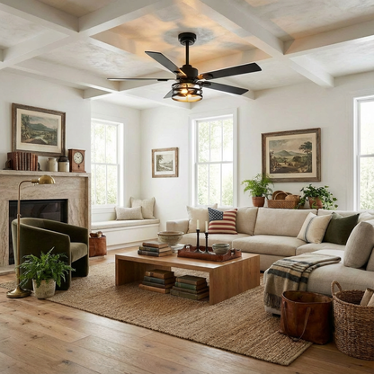 Vaczon 52 Inch 60 Inch Industrial Downrod Ceiling Fan with Light and APP & Remote Control