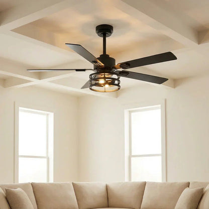 Vaczon 52 Inch 60 Inch Industrial Downrod Ceiling Fan with Light and APP & Remote Control