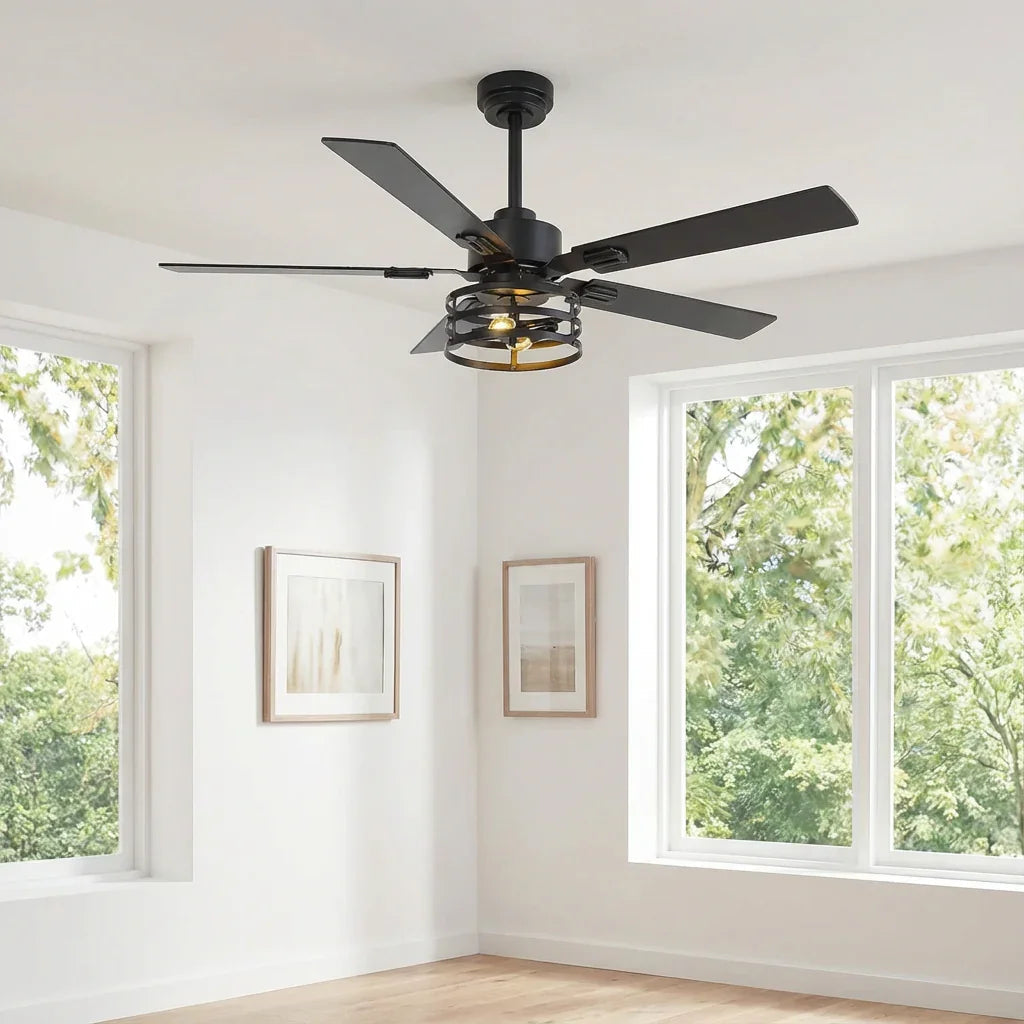 Vaczon 52 Inch 60 Inch Industrial Downrod Ceiling Fan with Light and APP & Remote Control