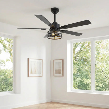 Vaczon 52 Inch 60 Inch Industrial Downrod Ceiling Fan with Light and APP & Remote Control